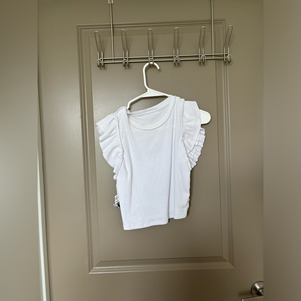 Zara White Flutter Sleeve Top